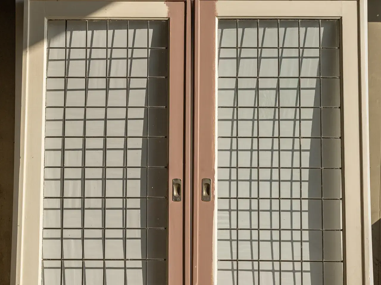 Classic old sliding doors with stained glass