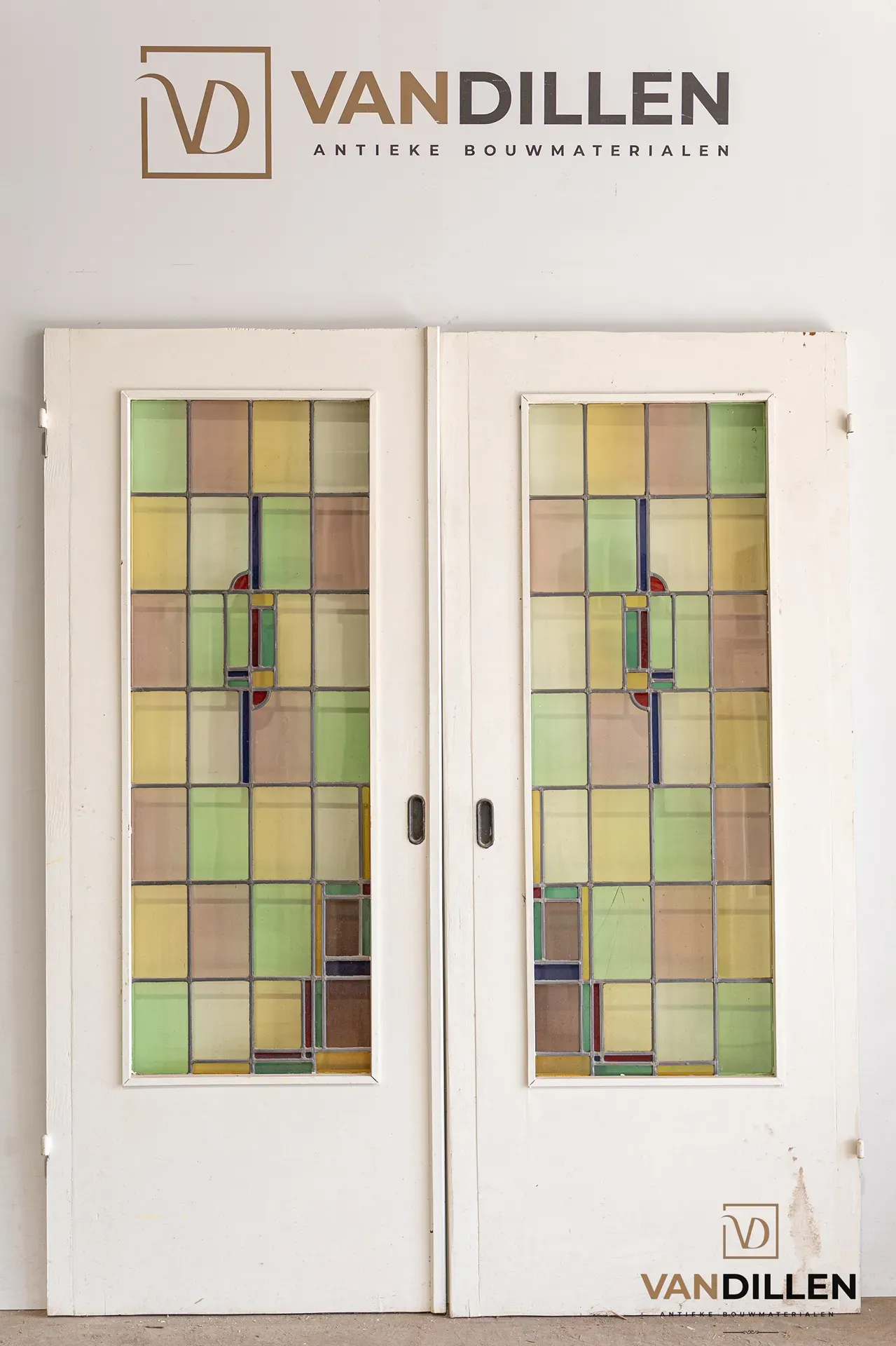 Oude schuifdeuren glas in lood kopen, buy antique old stained glass doors