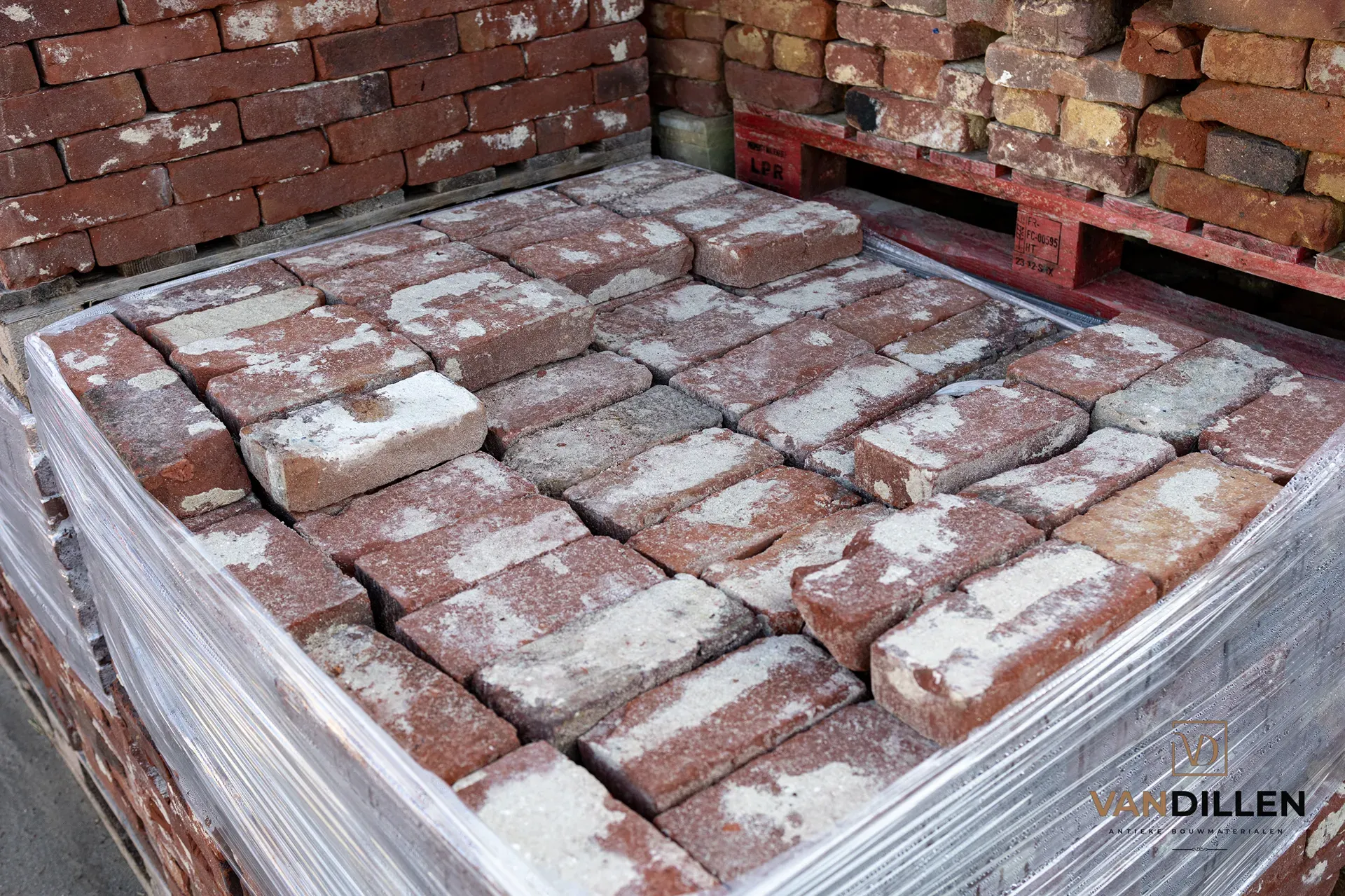 Reclaimed moulded bricks with the mortar cleaned off