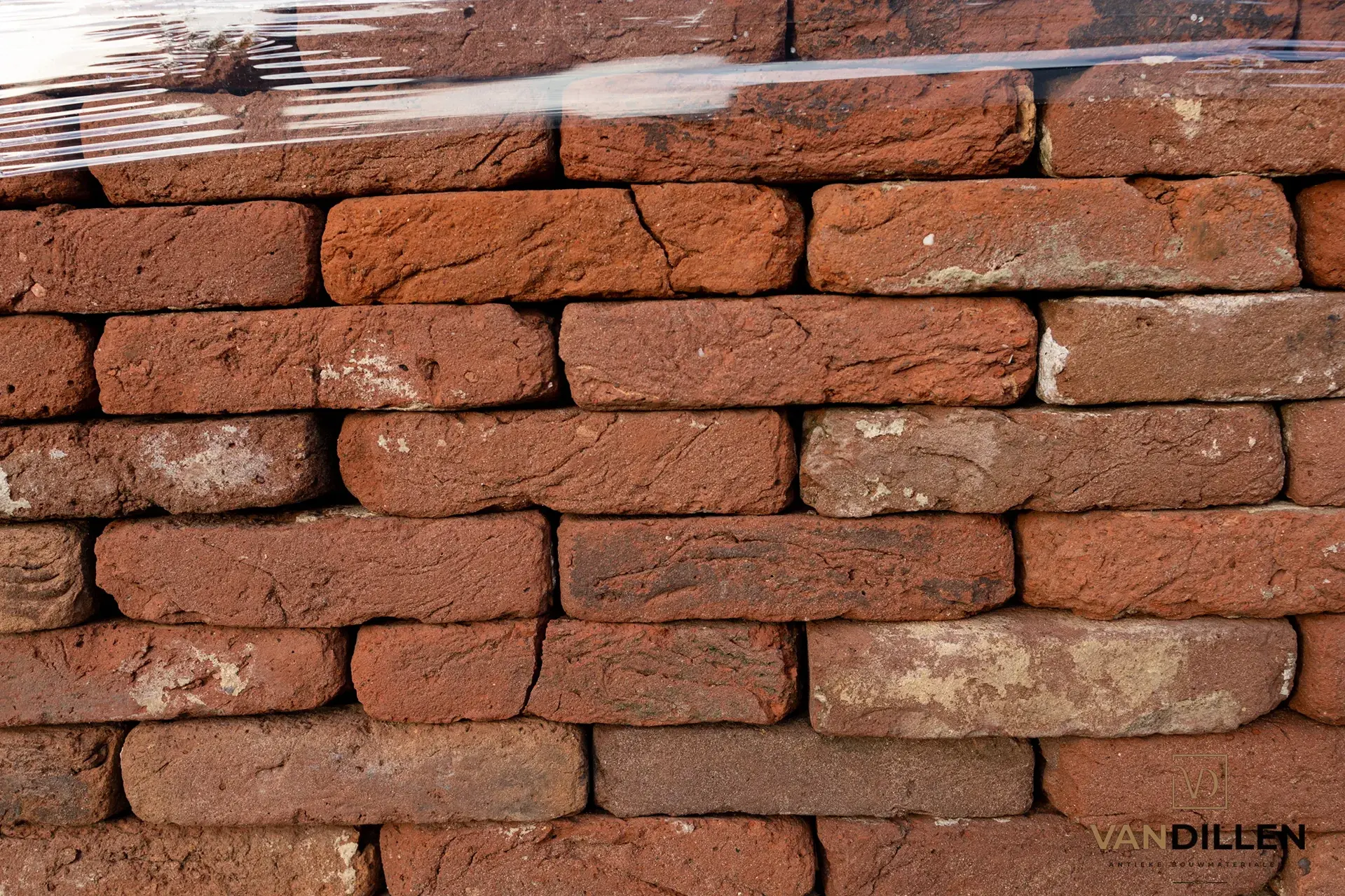 Large batch of red-orange handmade Waal-size bricks