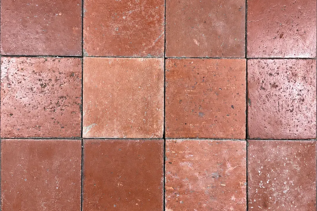 Rotbraune französische glasierte Bodenfliesen, 21 x 21