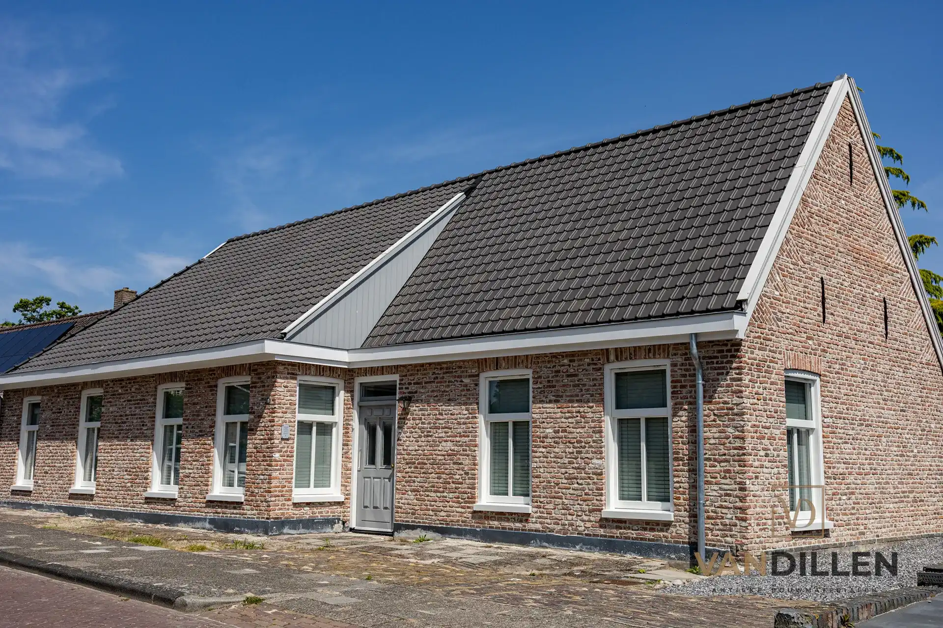 Woning Gebouwd Met Oude Gebikte Stenen Rood Nuance
