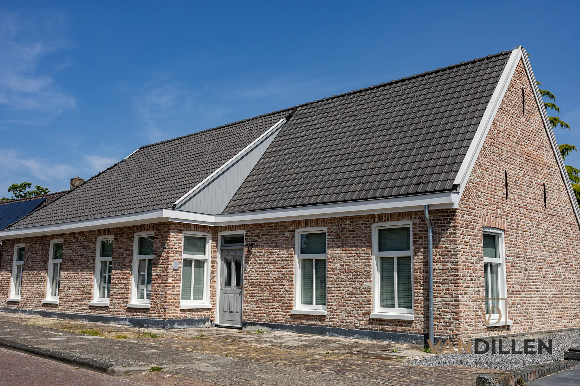 Woning Gebouwd Met Oude Gebikte Stenen Rood Nuance